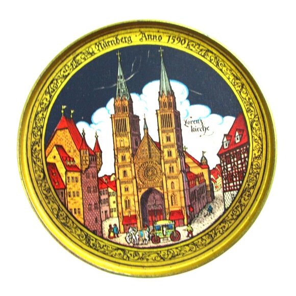 VTG E.Otto Schmidt Nurnberg Round Biscuit Tin Lebkuchen Und Honig Germany -Empty - Picture 3 of 13
